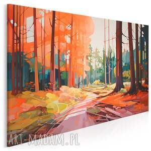 obraz na płótnie - krajobraz las ścieżka droga drzewa - 120x80 cm