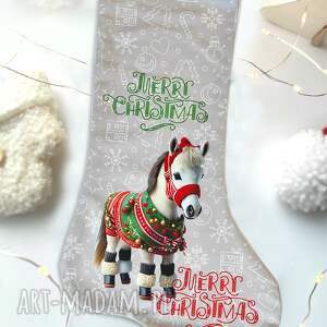 handmade pomysł jaki prezent pod choinkę skarpeta świąteczna duża konik