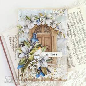 kartka our love życzeniami na prezent