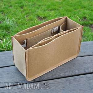 handmade organizer do torebki XXL - beżowy filc z przegrodami