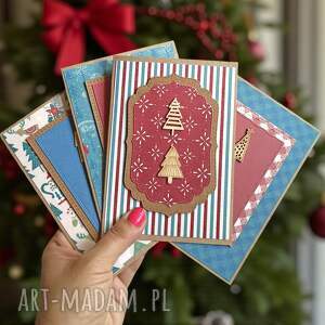 kartki świąteczne 4szt - ręcznie robione, oryginalne kartka