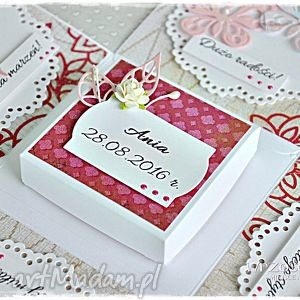 ręcznie wykonane scrapbooking kartki pamiątka chrztu św. personalizacja