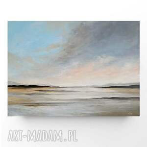 W BLASKU DNIA - obraz akrylowy 50x70 cm na panelu malarskim (niebieski, brąz, szarość)