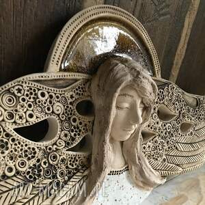 dekoracje duży anioł ceramiczny - dadilja nad drzwi parapetówka, prezent