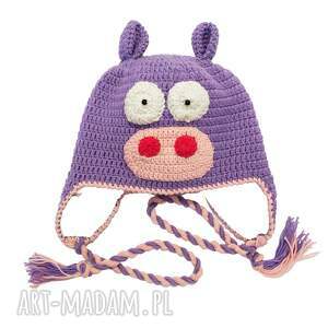 czapka bawełniana hipo dla dziecka ręcznie robiona jesień