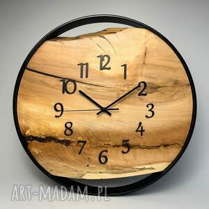 zegar ścienny drewniany średnica 40 cm stalowa obręcz 100 personalizacja