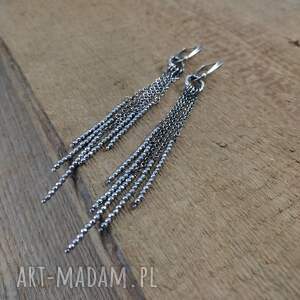 kolczyki - długie z hematytem, srebro oksydowane 925