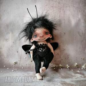 handmade dekoracje czarny motyl - artystyczna lalka kolekcjonerska