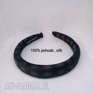 czarna na głowy, jedwabna opaska puffy