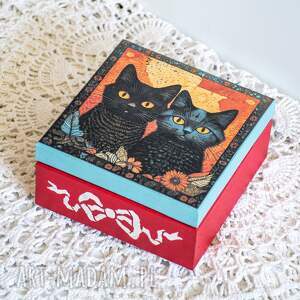 handmade pudełka pudełko drewniane - aaa kotki dwa