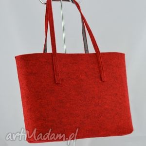 duża bordowa torebka z filcu - minimalistyczna A4, filcowa, zakupy prosta