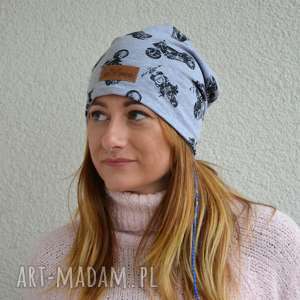 ciepła czapka unisex motor motocykl, szara beanie