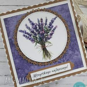 Kartka urodzinowa (lub na inną okazję) z bukietem lawendy, dla mamy, ładna