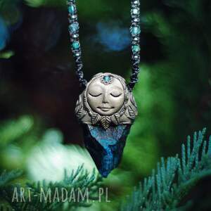 Naszyjnik forest spirit z elfem i chryzokolą, elficki skrzat amulet, talizman, leśny, elf