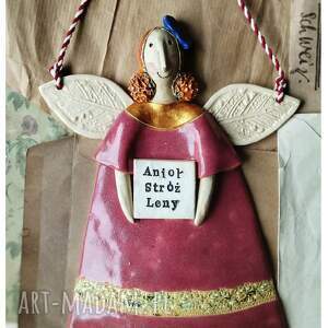aniołek na chrzest św dla dziewczynki, ceramika, pamiątka