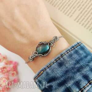bransoletka labradoryt stal chirurgiczna handmade wirewrapping, pomysł