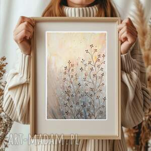 oryginalna akwarela A3 łąka widok plakaty, kwiaty