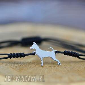 pinczer miniaturowy - bransoletka z psem, srebro 925, pies