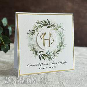 zaproszenia komunijne ręcznie robione, wzór 73e, pierwsza komunia