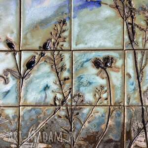 zestaw kafli ceramicznych przed burzą ii, panel ścienny z roślinami, dekor