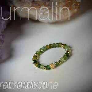 pierścionek z zielonych turmalinów w złoconym srebrze 1, ochrona, srebro