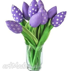handmade dekoracje tulipany fioletowy bawełniany bukiet
