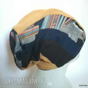 handmade czapka etno boho patchworkowa handmade czapka damska kolorowa na podszewce, box