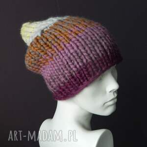 GRUBAS 100% WOOL ZIMOWA, grubaśna czapa, kolorowa czapka