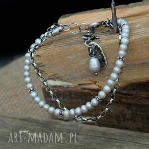 ręcznie wykonane perły w szarości - bransoletka