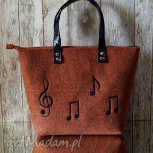 handmade filcowa torba - muzyczny haft