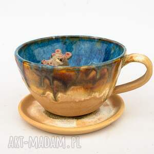 ceramiczna filiżanka z figurką hipopotama - sahara dark ok 350 ml na prezent