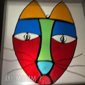 unikalny, witrażowy kot, metodą tiffany, mega prezent