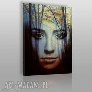 obraz na płótnie - kobieta twarz las - 50x70 cm - VAKU DSGN obrazy