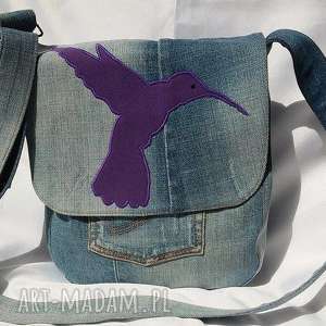 handmade na ramię torba jeansowa listonoszka