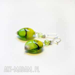 lampwork kolczyki klipsy srebrne