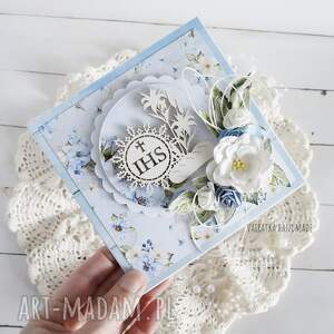 handmade scrapbooking kartki pamiątka i komunii św - kartka w pudełku