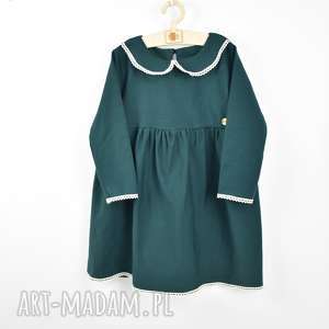 szmaragdowa sukienka z kołnierzykiem - noeli dla dziecka ubranka