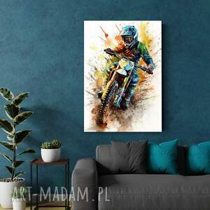 handmade dekoracje wyścigi motocyklowe - wydruk na płótnie 50x70 cm b2