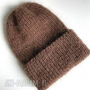 ręcznie wykonane czapki ręcznie robiona czapka beanie aurea 100% baby merino plus moher