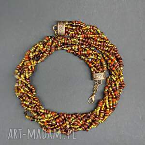 naszyjnik z koralików szklanych i drewnianych korale drewniane szklane, naszyjnik