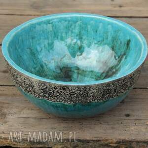 handmade ceramika ręcznie robiona umywalka ze zdobieniem