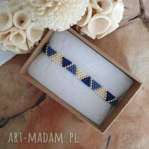 Bransoletka w odcieniach koloru niebieskiego biżuteria, szkło japońskie, regulowana, koraliki