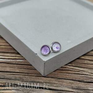 Kolczyki sztyfty Fioletowa Mgławica, biżuteria autorska