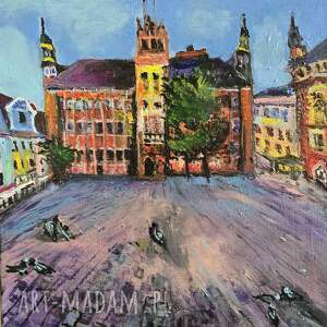 Toruń Rynek - ręcznie malowany obraz akrylowy 30x30 cm do salonu