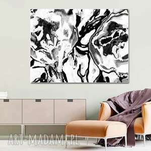 obraz czarno białe kwiaty 120 x 80, grafika na płótnie elegancki minimalizm