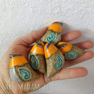 rudziki z oranżowymi główkami ceramika ptaszki