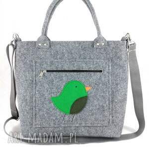 ręcznie robione na ramię green bird on pocket/strap