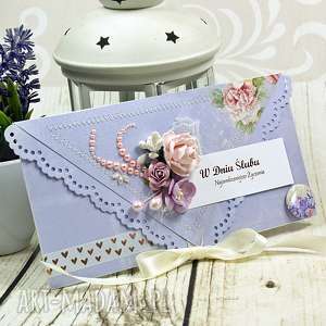 kartka z okazji ślubu - liliowe marenia, ślubna wesele, kopertówka
