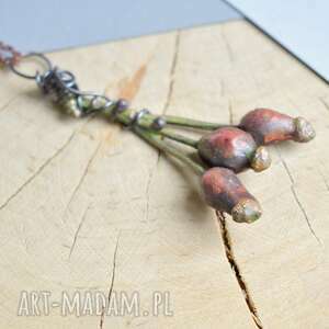 handmade naszyjniki gałązka róży z owocami - wisior z prawdziwą rośliną