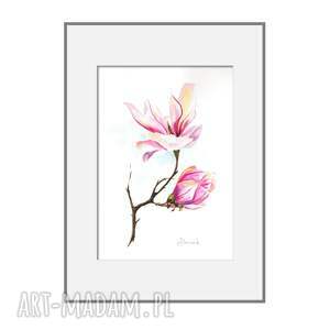 akwarela magnolia ręcznie malowana 30cm x 21cm, akwarela